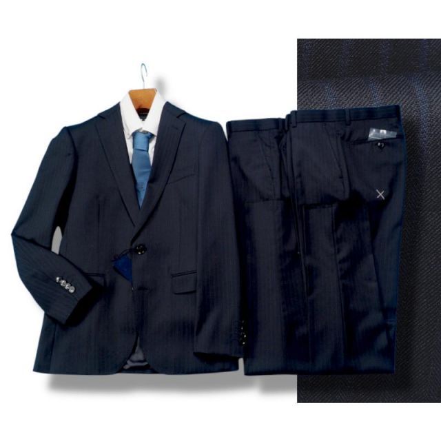 新品 大手百貨店扱い 秋冬総裏 艶感 ウール混ギャバジン ストライプ