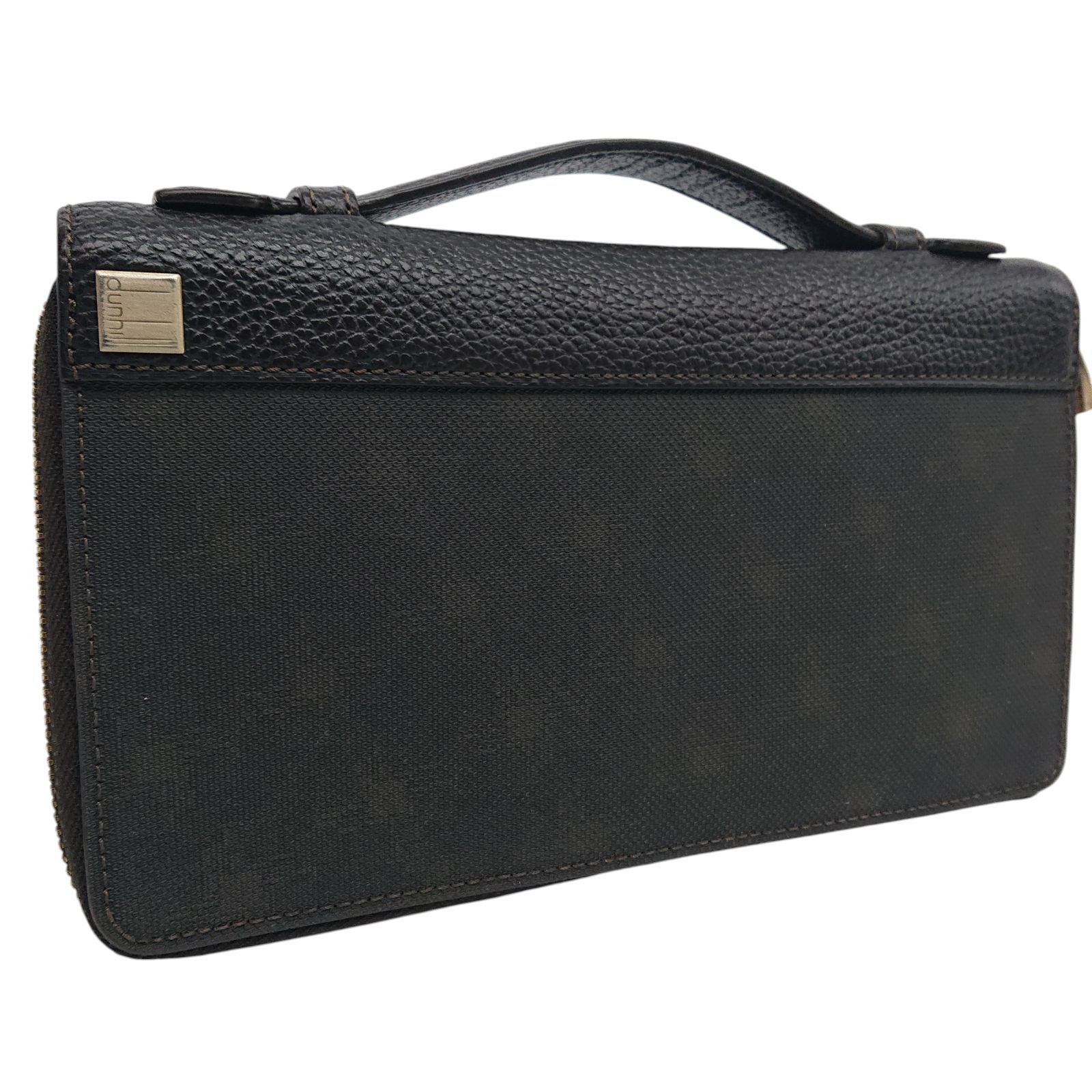 備品】dunhill ダンヒル オーガナイザー ダブルジップ ブラウン