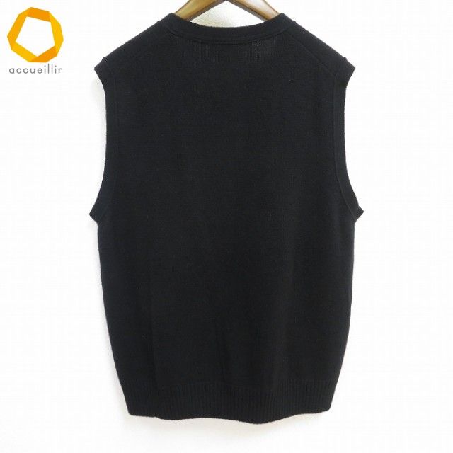 w バーバリー BURBERRY ニット ベスト ジレ 2L 黒 ワンポイント刺繍