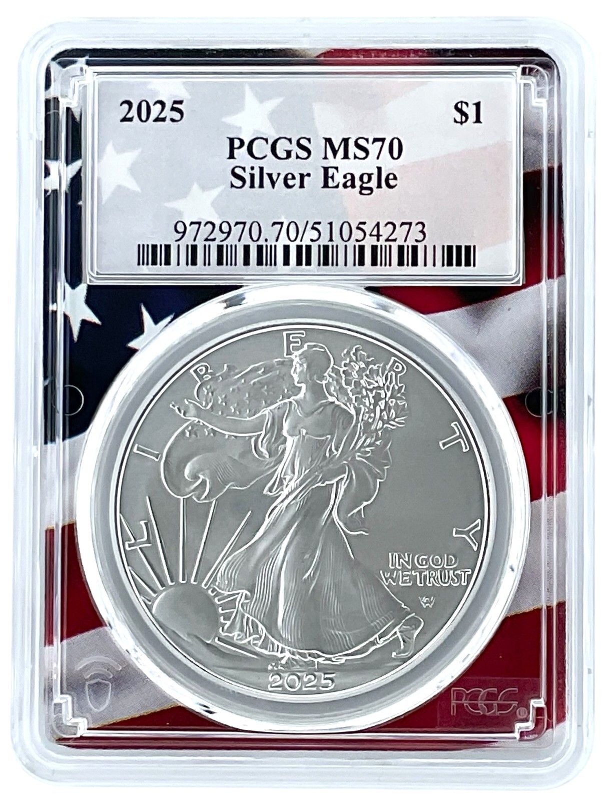 2025年 1オンス シルバー イーグル PCGS MS70 - 旗額縁 - ローポップ 2025年 1オンス シルバー イーグル PCGS MS70 - 旗額縁 - ローポップ