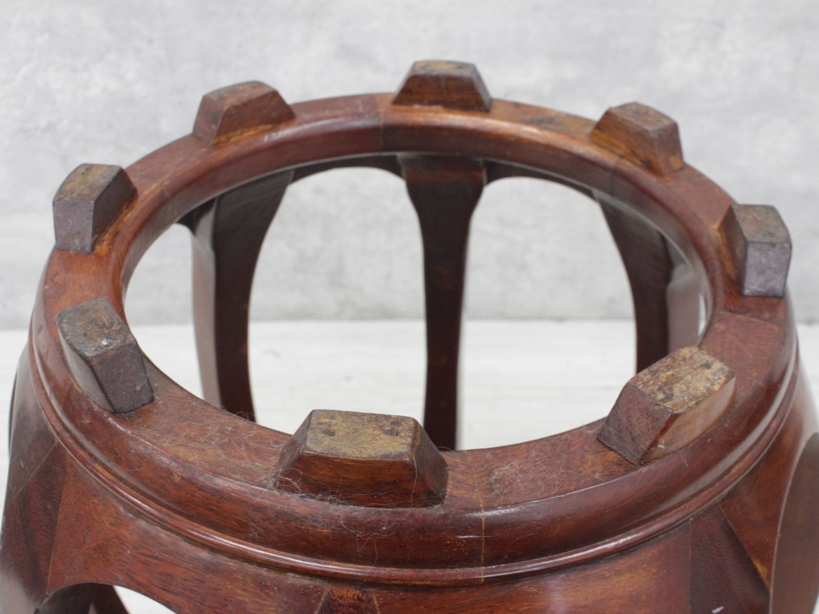 行董】花梨 無垢 螺鈿細工 花鳥文 スツール 椅子 飾り台 丸椅子 中国