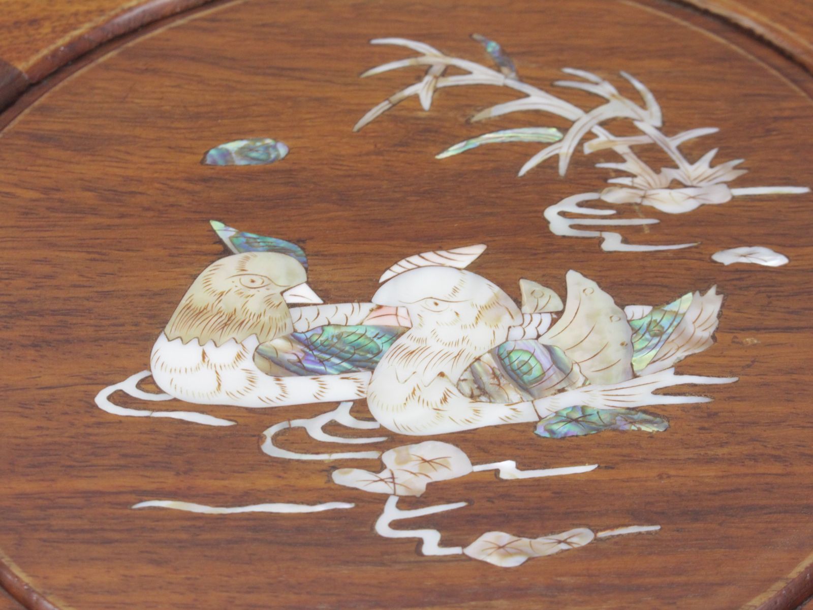 花梨 無垢 螺鈿細工 花鳥文 スツール/椅子 飾り台/花台/香炉台 唐木