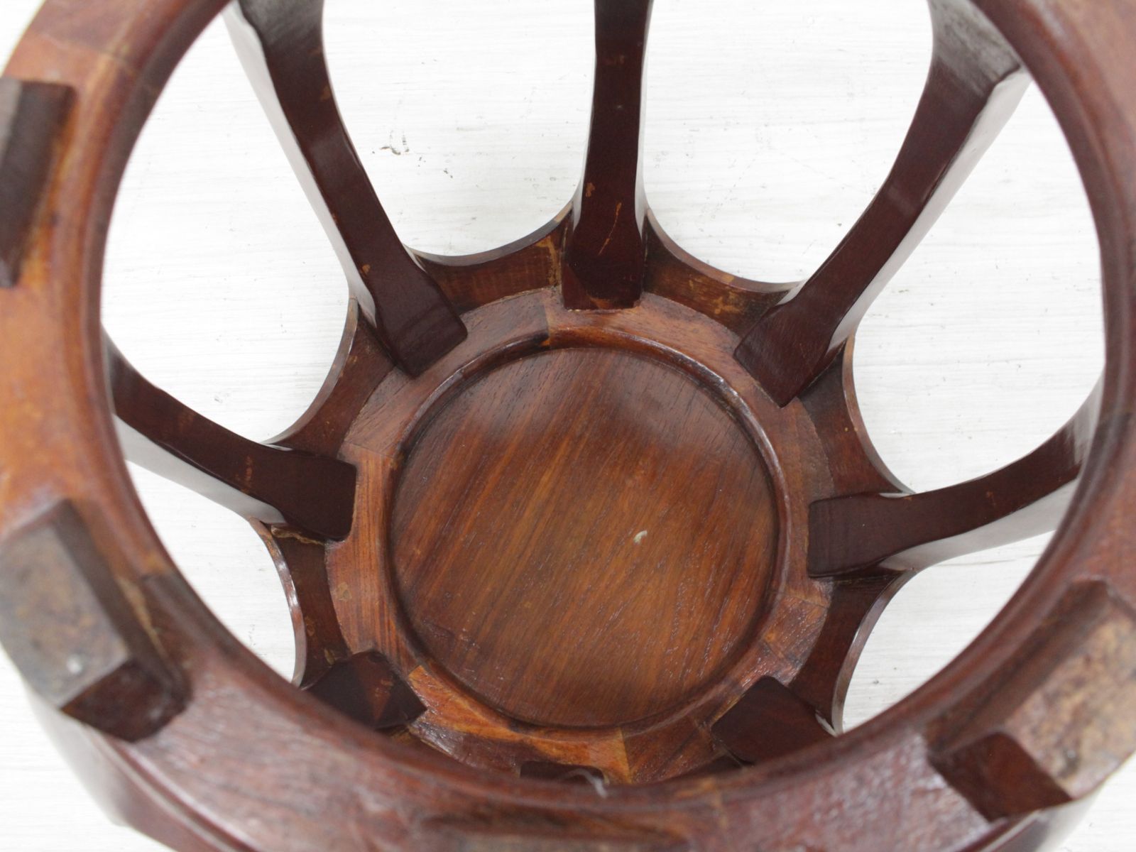 行董】花梨 無垢 螺鈿細工 花鳥文 スツール 椅子 飾り台 丸椅子 中国