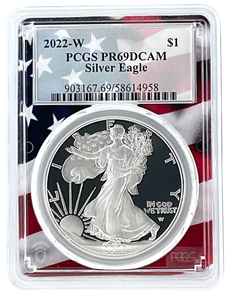 2022年 W 1オンス シルバー イーグル プルーフ PCGS PR69 DCAM - 旗