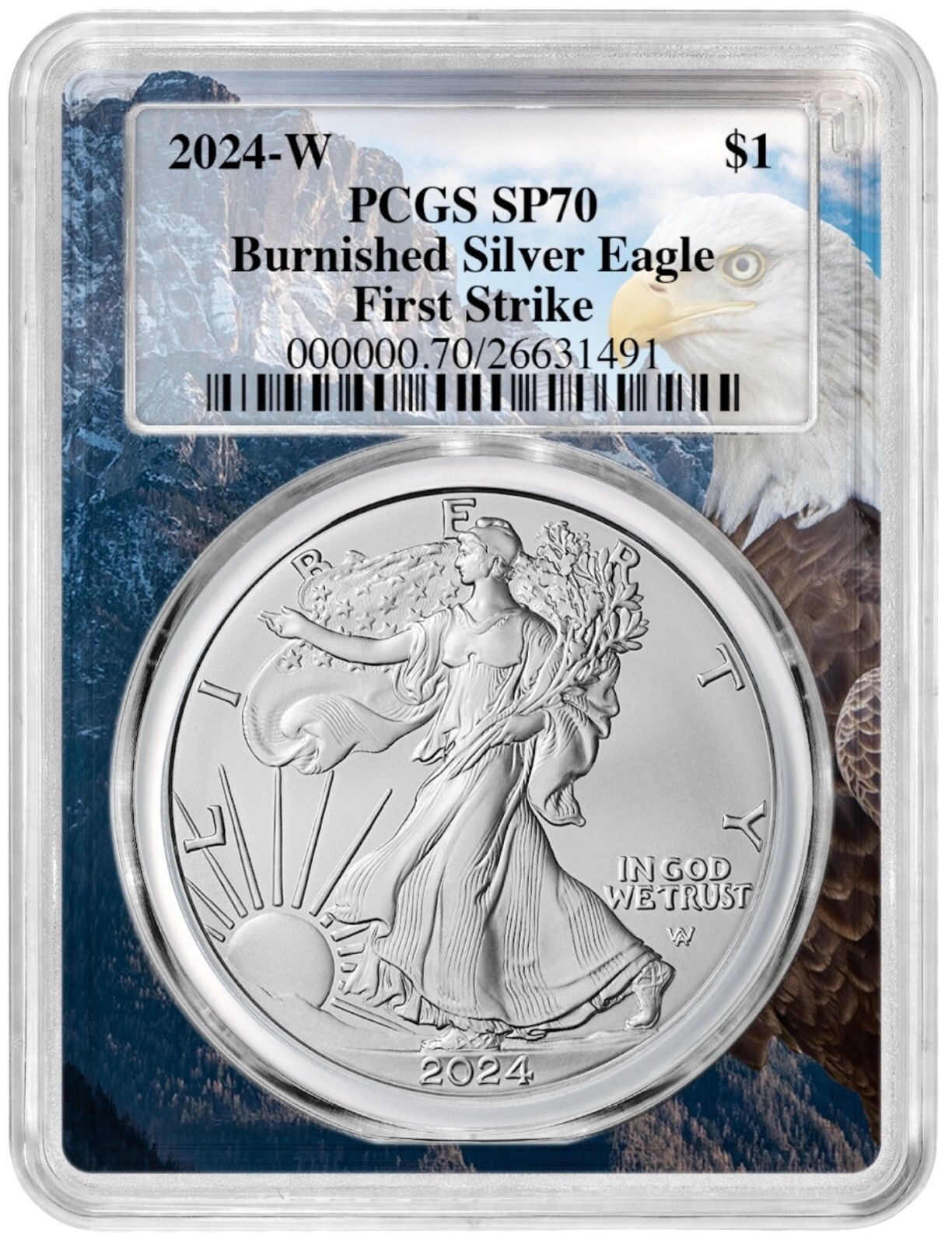 2024 W 1オンス バーニッシュド シルバー イーグル PCGS SP70