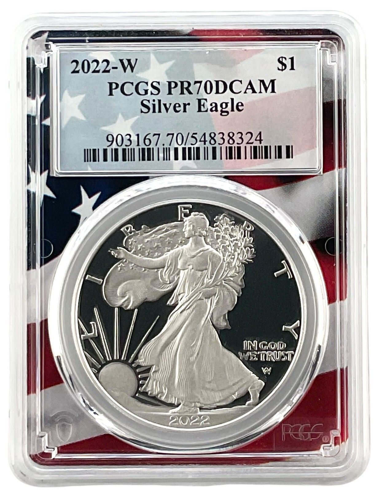 2022年 W 1オンス シルバー イーグル プルーフ PCGS PR70 DCAM - 旗