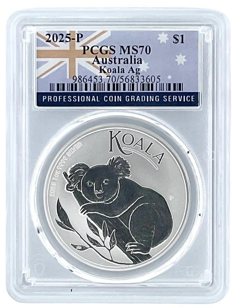2025年 アトラリア 1オンス シルバー コアラ PCGS MS70 - フラッグ