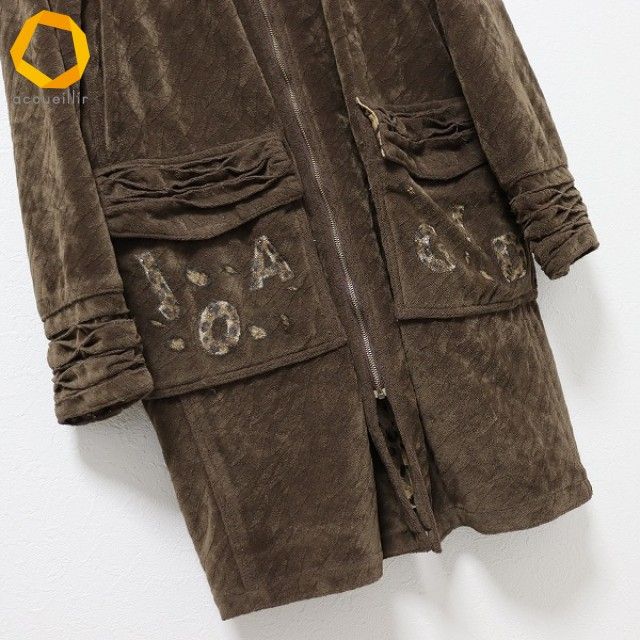 GKITALIYA 伊太利屋 コート ロング レオパード ジップアップ