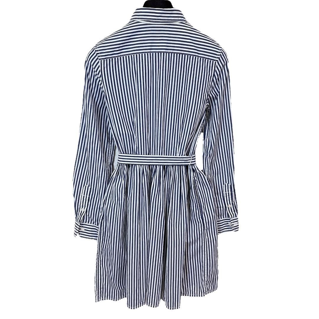 美品 サイズ 6✨ポロラルフローレン ベルテッドシャツワンピース ポニー刺繍 青 美品】ポロラルフローレン ポニー刺繍 長袖シャツワンピース 150/80