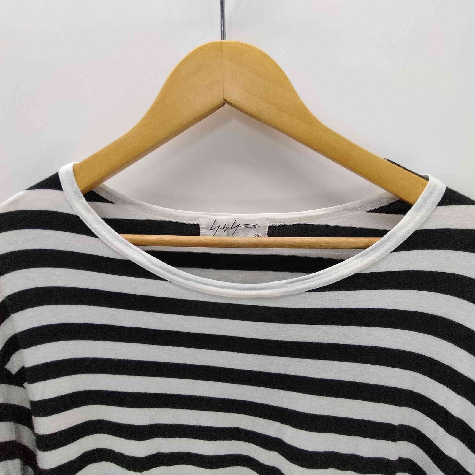 ヨウジヤマモト プールオム メッセージプリント ボーダー カットソー