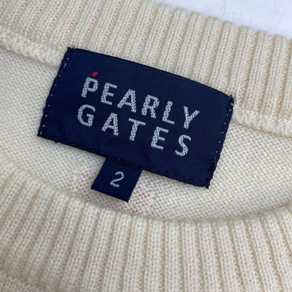 PEARLY GATES ニット セーター 編み込みロゴ ベージュ　サイズ2 サイズ：2 PEARLY GATES パーリーゲイツ ロゴワッペン付き ニット