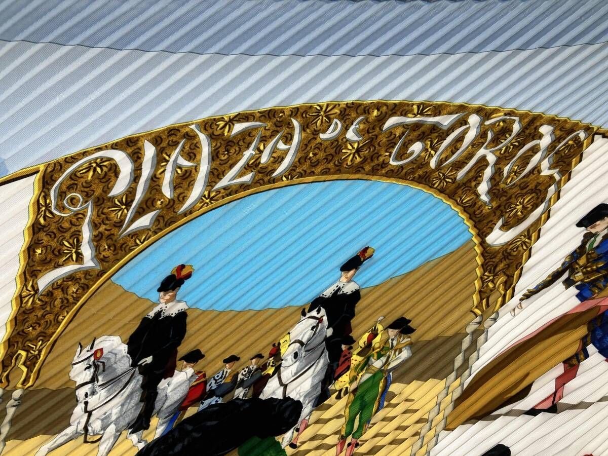 HERMES エルメス プリーツ・スカーフ カレ90 PLAZA DE TOROS 闘牛場