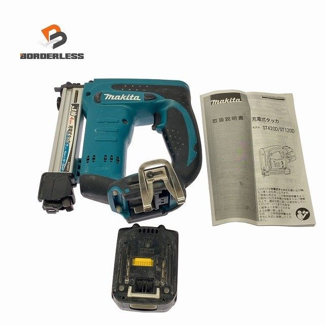 ☆中古品☆ makita マキタ 14.4V 4mm 充電式タッカー ST420D 本体+バッテリー1個(3.0Ah)121746