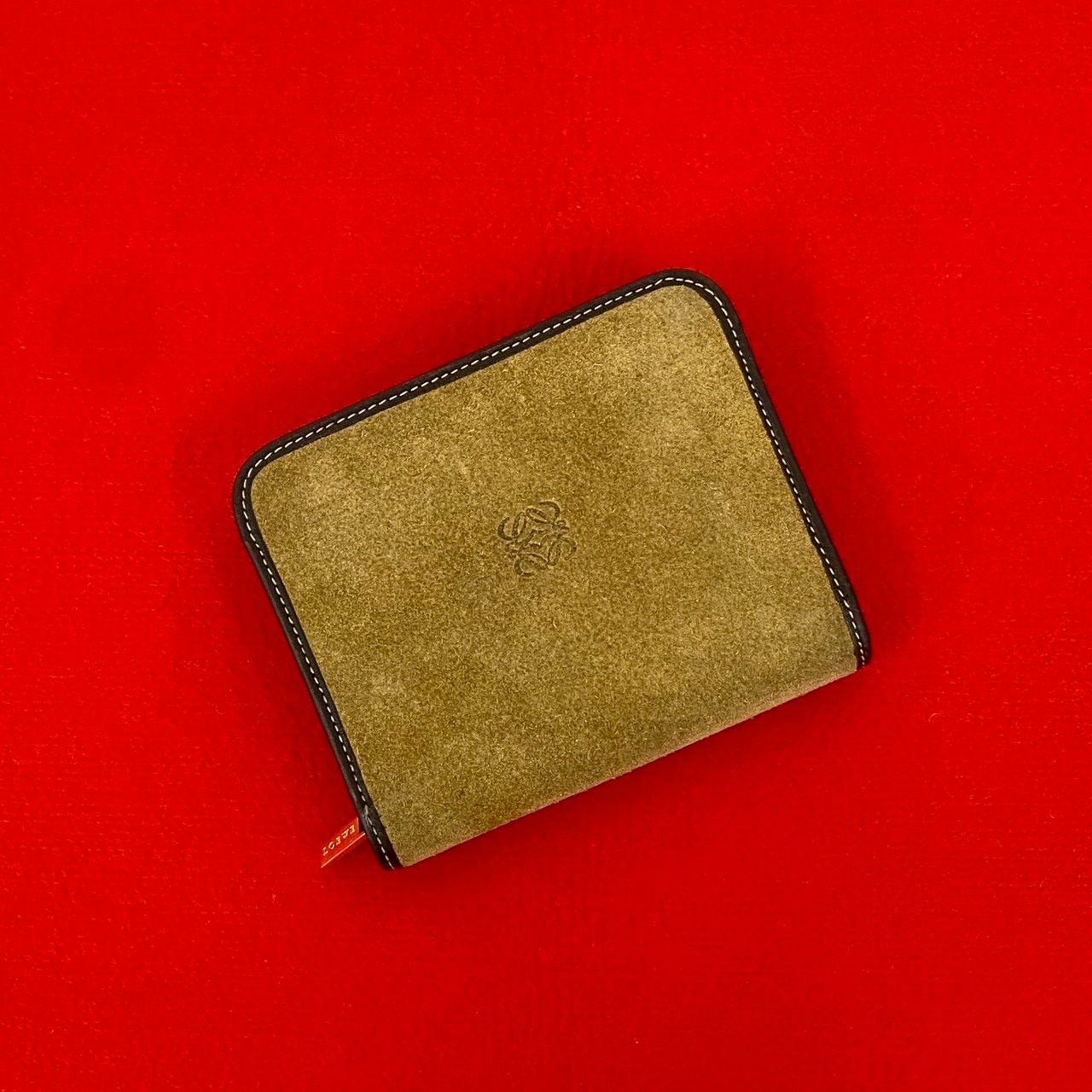 極 美品 LOEWE ロエベ アナグラム ロゴ スウェード レザー 本革