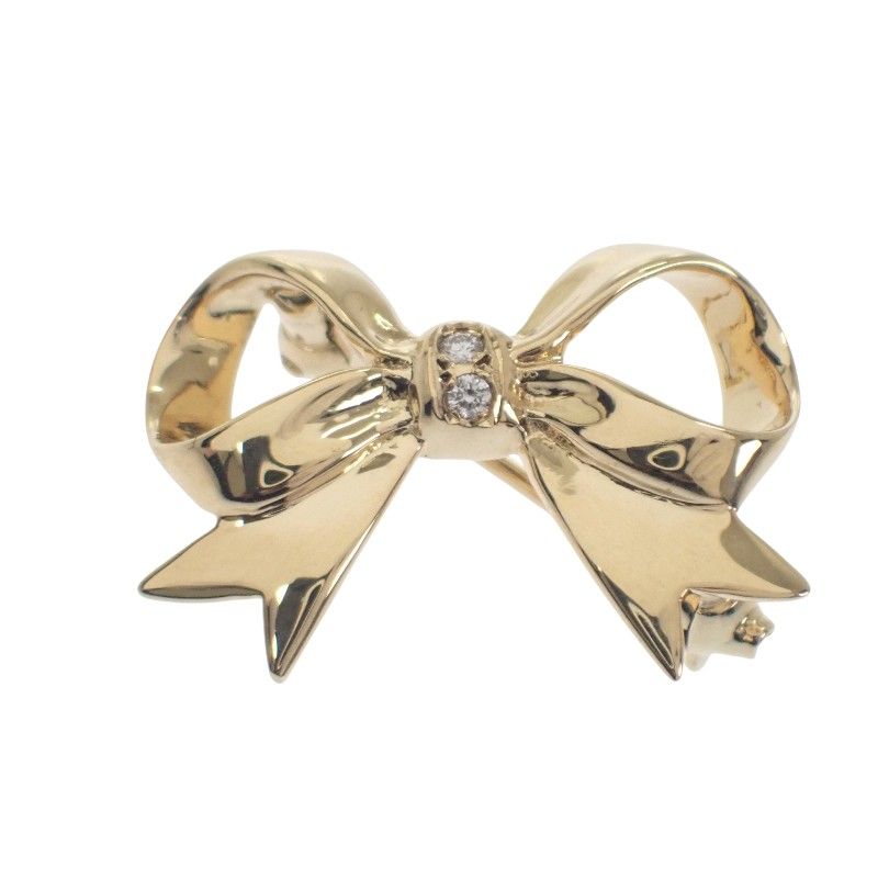 ミキモト MIKIMOTO リボン ブローチ K18イエローゴールド 18金 YG
