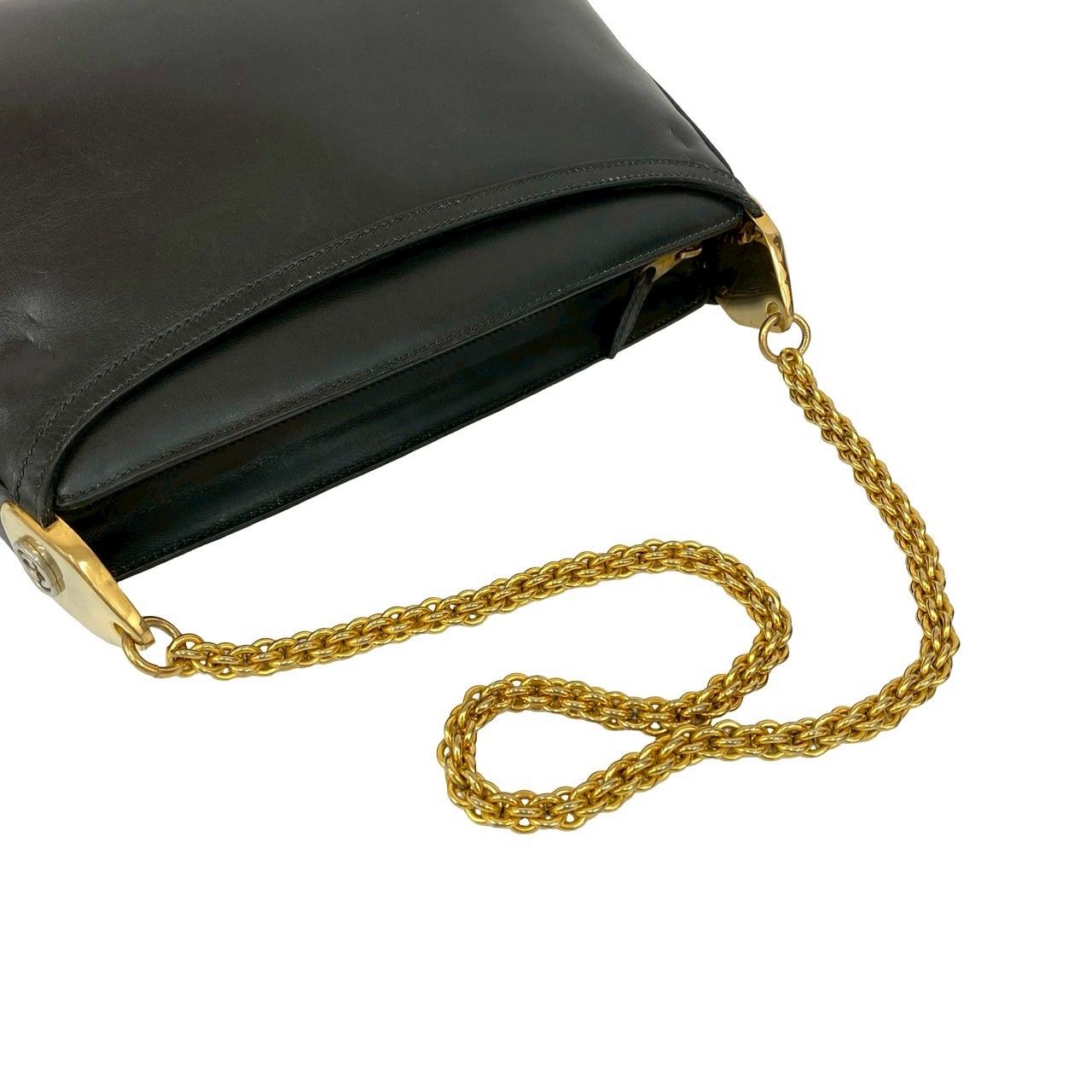 極 美品 GUCCI グッチ オールドグッチ ヴィンテージ GG ロゴ 金具 レザー 本革 チェーン セミ ワン ショルダーバッグ ブラック 95287 極 美品 GUCCI グッチ オールドグッチ ヴィンテージ GG ロゴ 金具