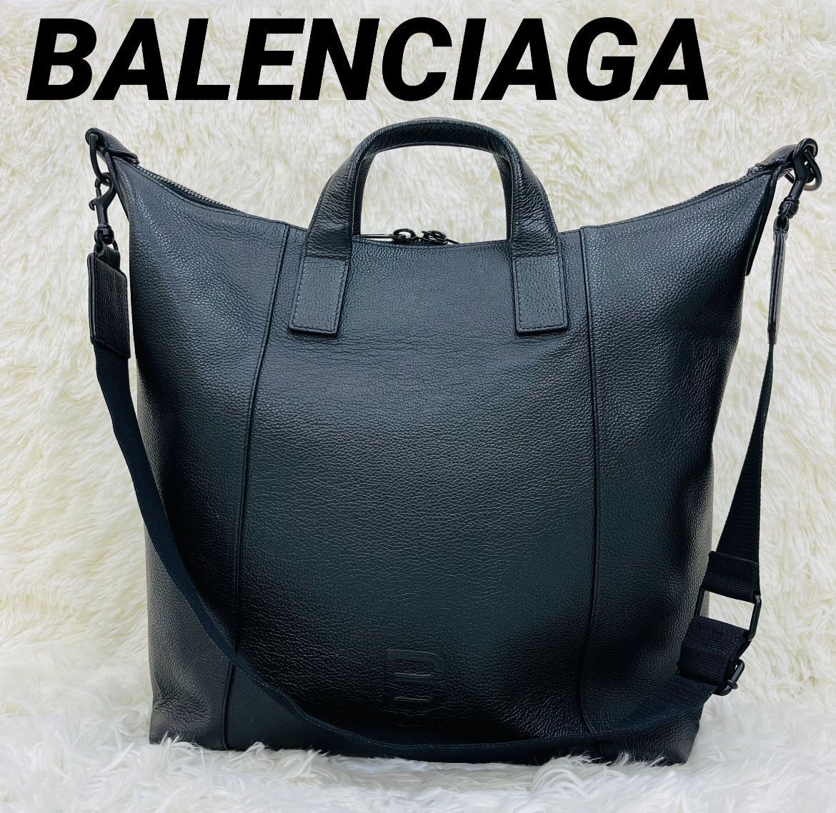 BALENCIAGA 2way ショルダーバッグ トートバッグ レザー ブラック