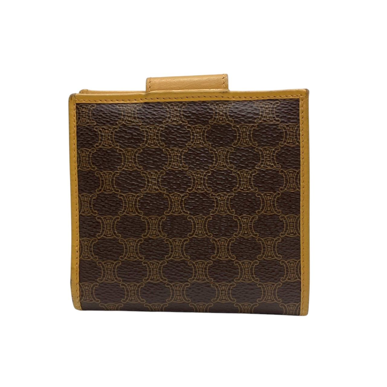 美品】 セリーヌ 折り財布 トリオンフ マカダム柄 デニム レザー