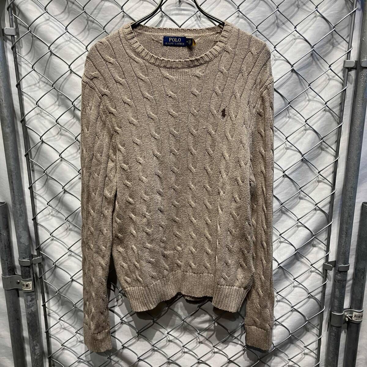 POLO RALPH LAUREN ニット ポニー刺繍 ケーブルニット size M ベージュ