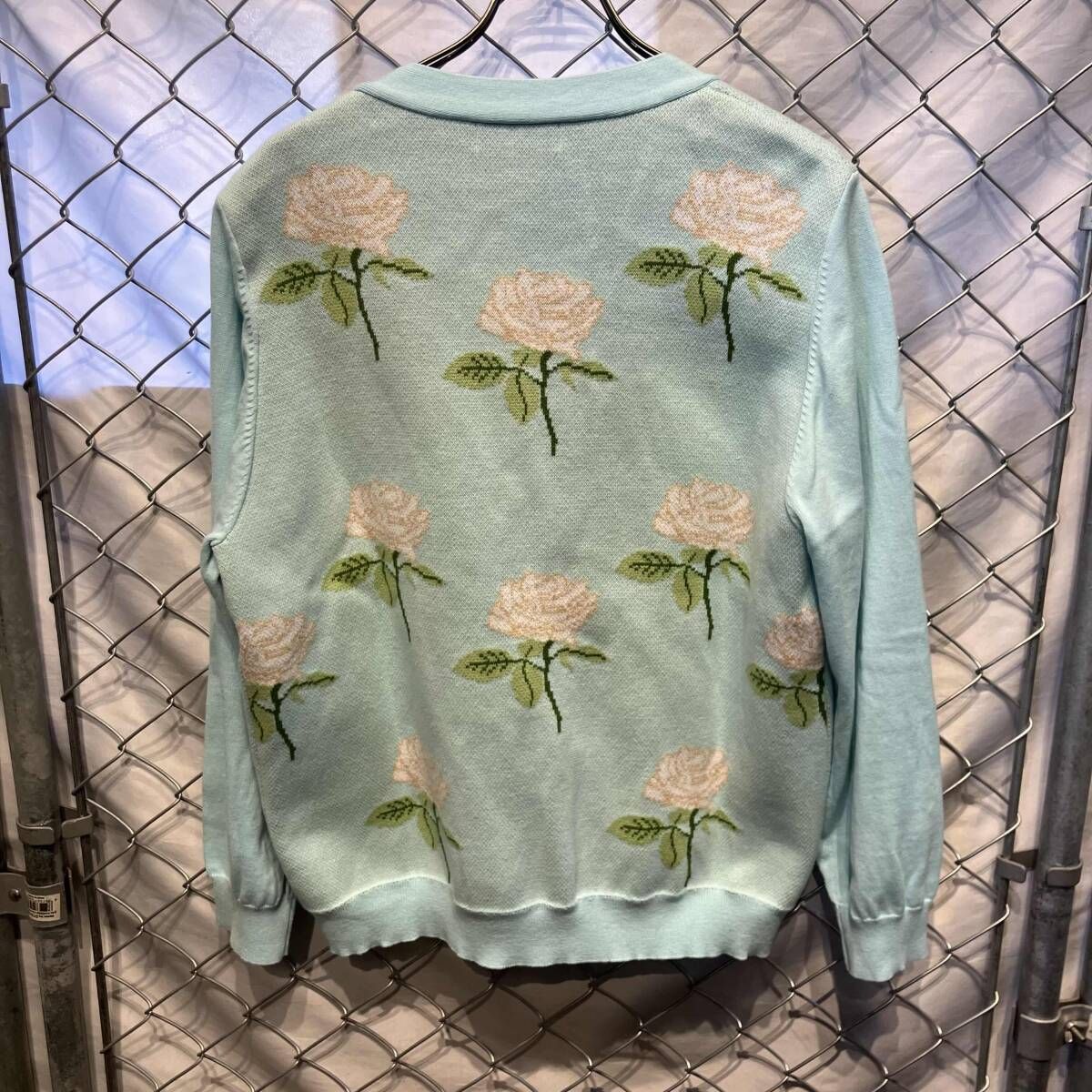 TTT MSW ティー 22AW ROSE JACQUARD カーディガン ライトブルー サイズ