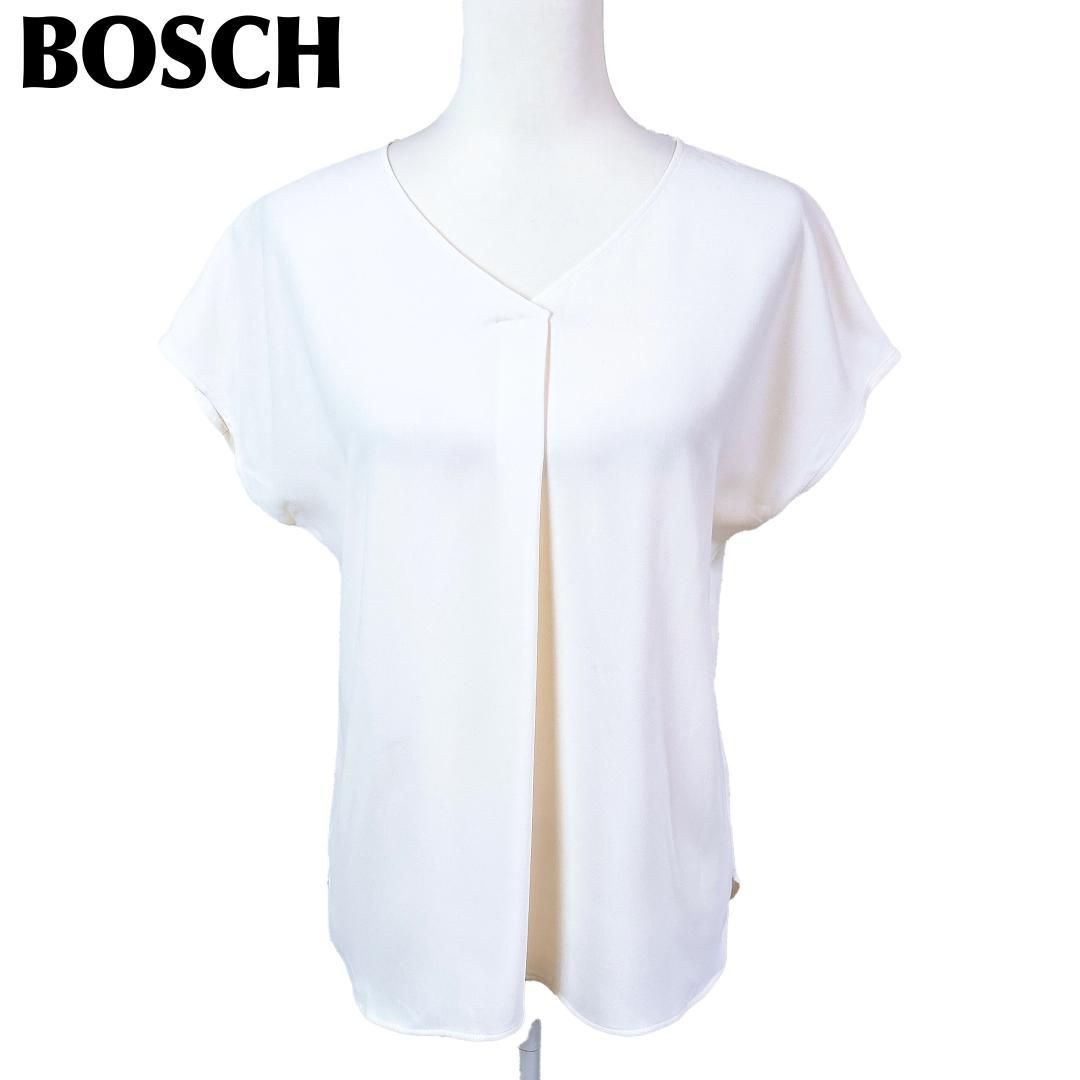 美品】BOSCH 38 フロントタックブラウス とろみプルオーバー 半袖 