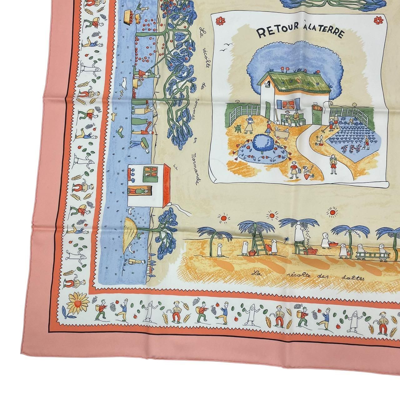 新品同様 HERMES エルメス シルク スカーフ カレ90 RE TOUR A LA TERRE