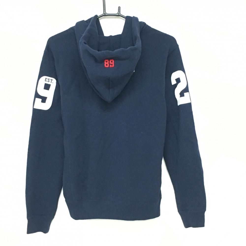 美品】パーリーゲイツ ジップパーカー ネイビー×白 フロッキーワッペン