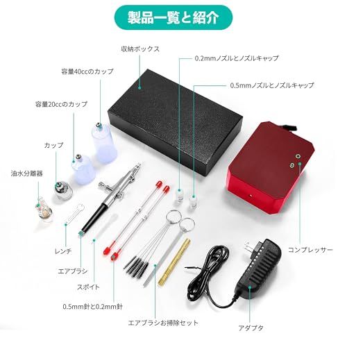 エアブラシセット Gocheer 48PSI エアブラシ コンプレッサー ミニ エアブラシ セット 3