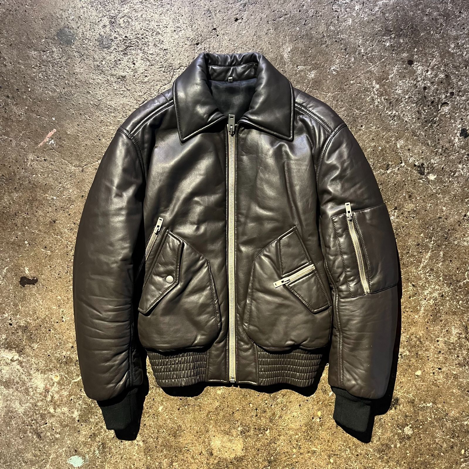 Maison Margiela ⑩ 16aw ラムレザーボンバージャケット 46 中綿