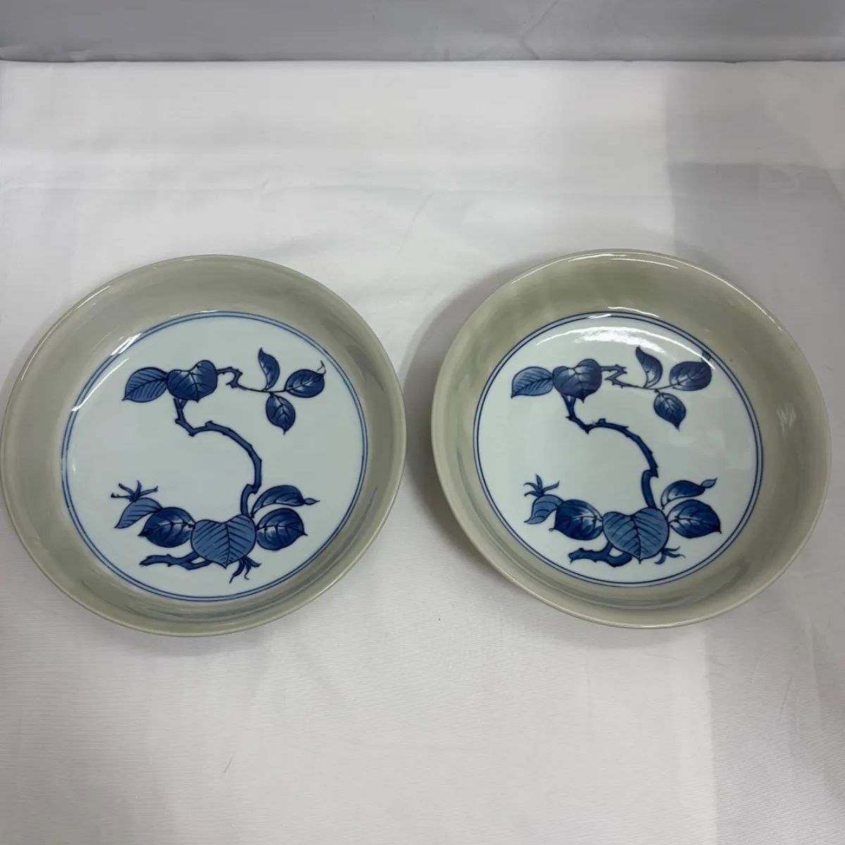 ☆希少☆ ティファニー源 源右衛門窯 深皿 カレー皿 2枚 青磁木の葉文