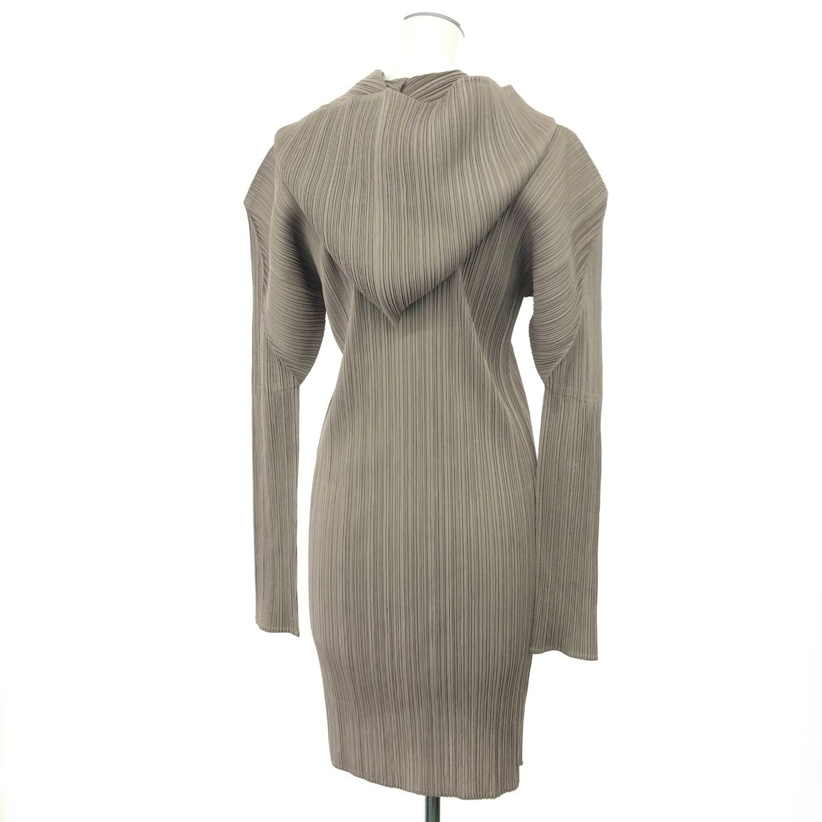 PLEATS PLEASE プリーツプリーズ 長袖フーディワンピース ダブルジップ