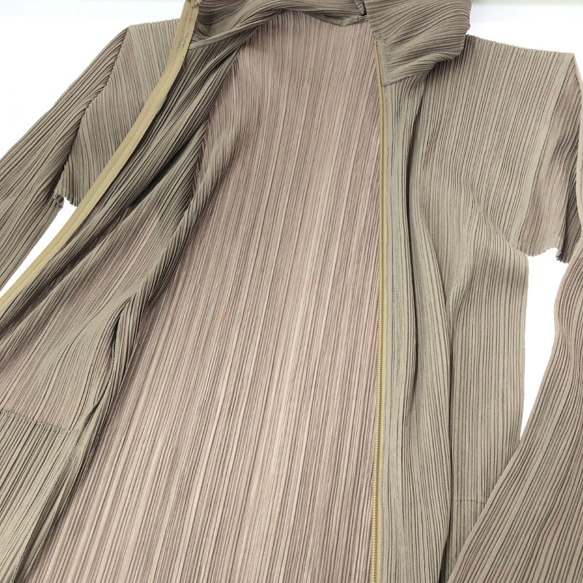 PLEATS PLEASE プリーツプリーズ 長袖フーディワンピース ダブルジップ