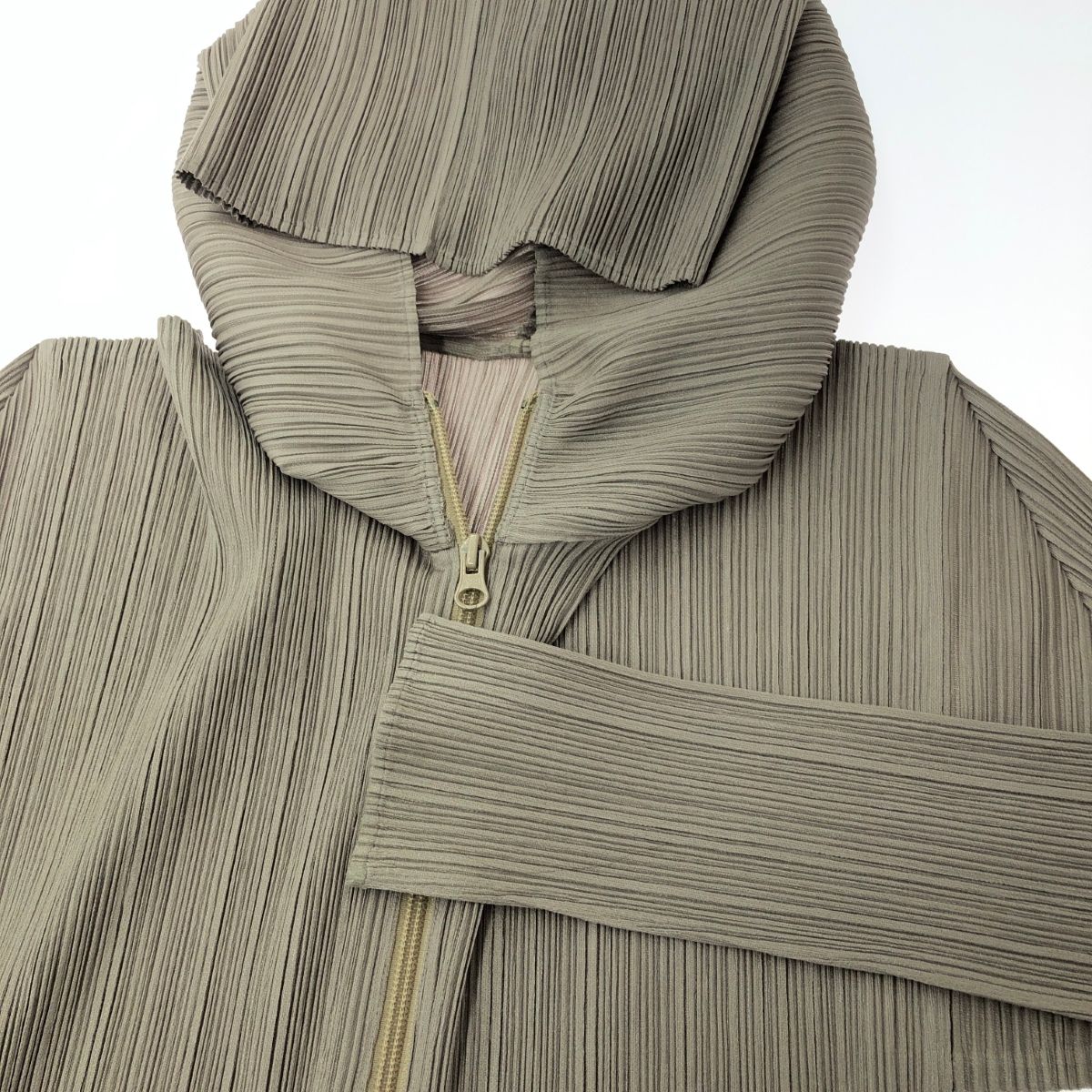 PLEATS PLEASE プリーツプリーズ 長袖フーディワンピース ダブルジップ