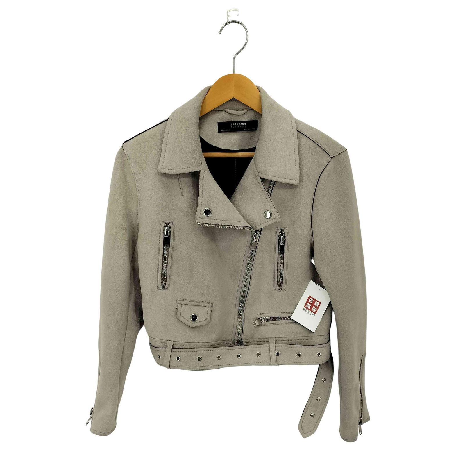 ZARA スエード調　シングルライダースジャケット　ザラ　バイカー　ザラ ザラ ZARA BASIC スエード ライダースジャケット レディース import：L