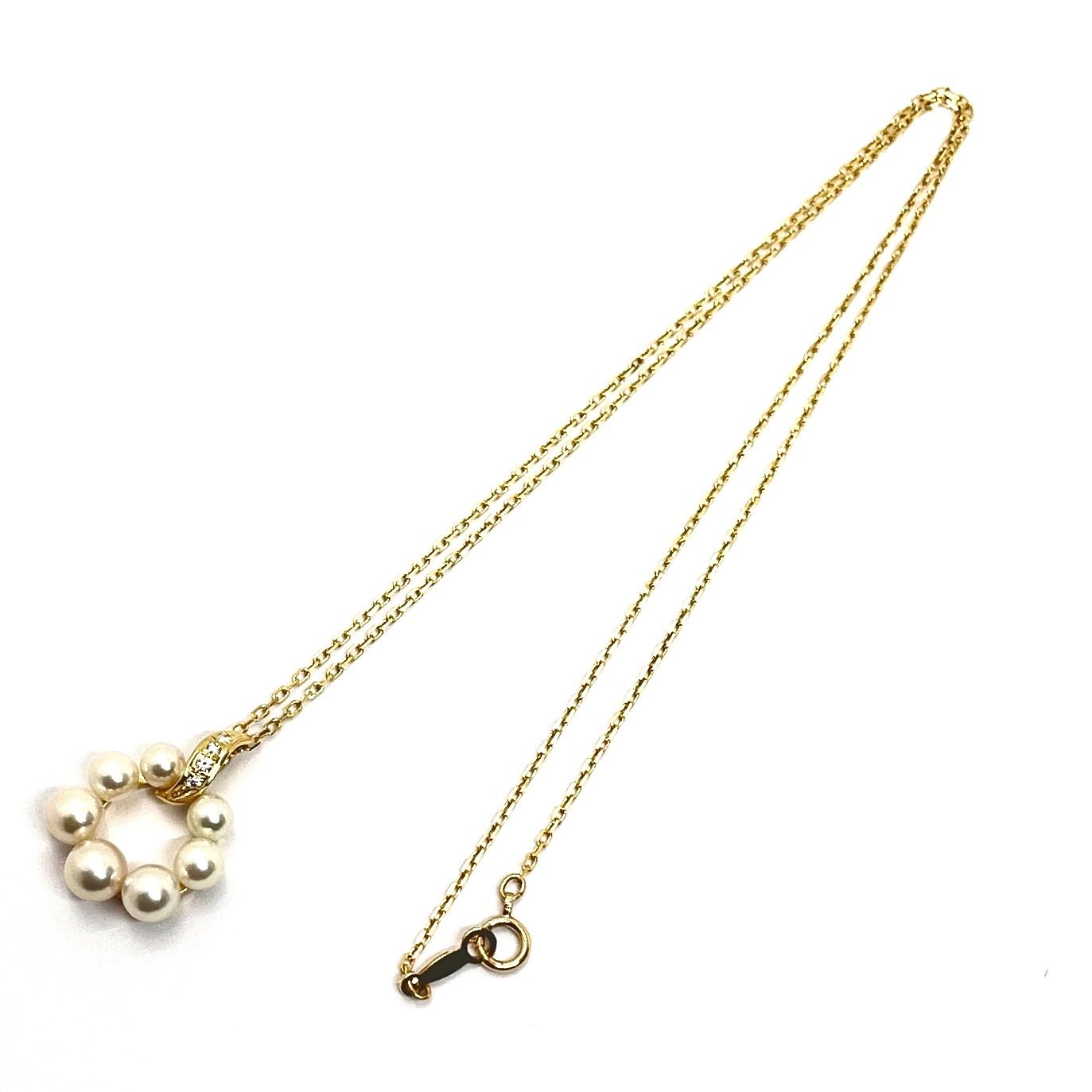 MIKIMOTO / ミキモト パール ダイヤ ネックレス サークル K18YG 4.0