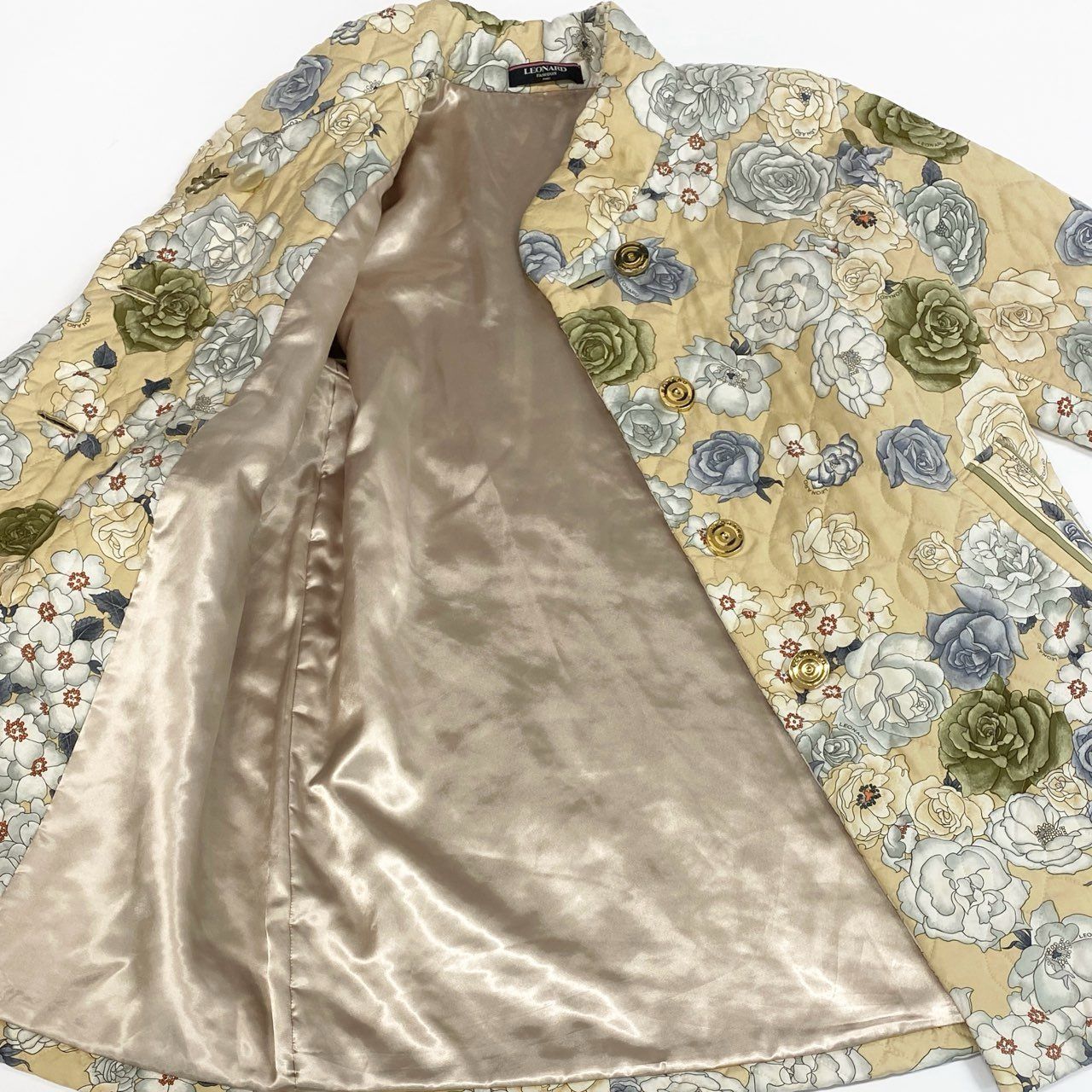 53a19 LEONARD FASHION レオナール キルティングコート ロング