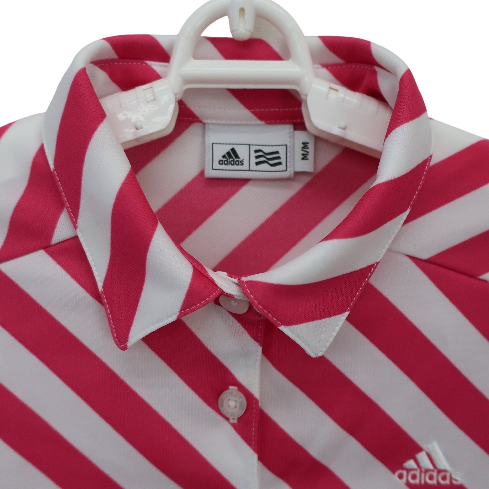 美品】adidas(アディダス) ポロシャツ ピンク白 レディース M ゴルフ