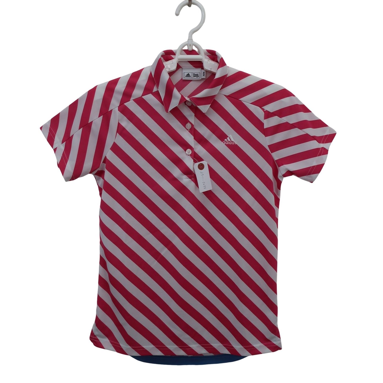 美品】adidas(アディダス) ポロシャツ ピンク白 レディース M ゴルフ