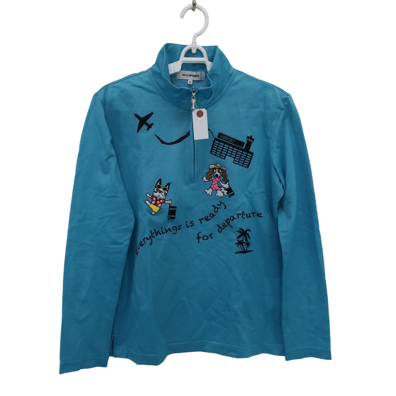 M.U SPORTS(エムユースポーツ) 長袖ハーフジップシャツ 水色