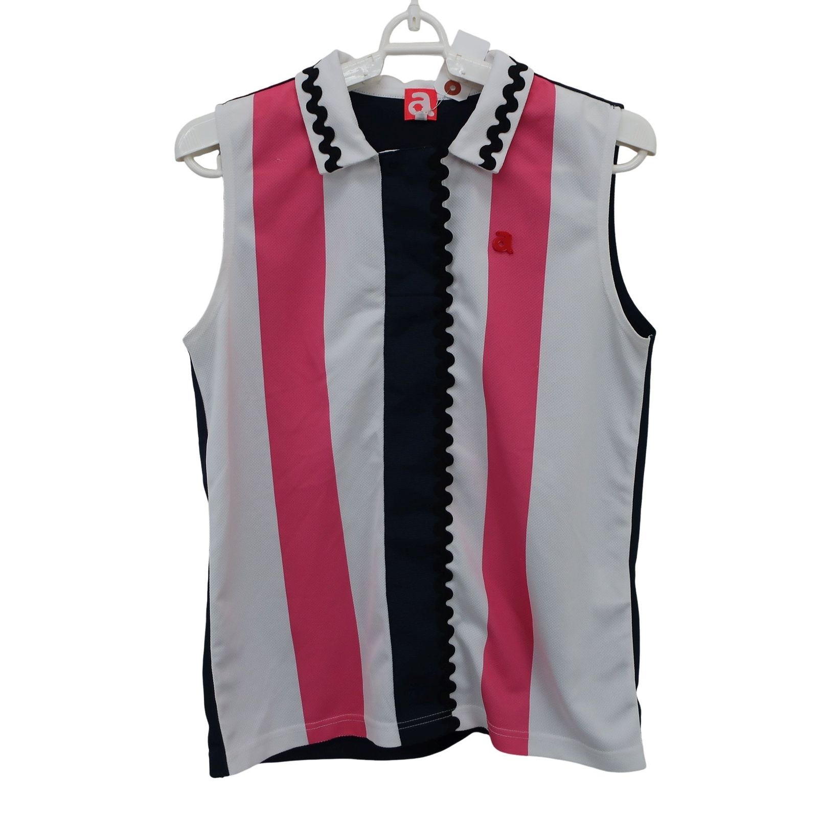 【美品】archivio アルチビオ ノースリーブ 美品】archivio(アルチビオ) ノースリーブポロシャツ 白ピンクネイビー