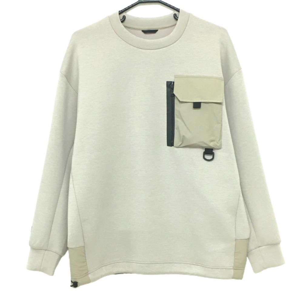 【超美品】TFW49 トレーナー グレージュ 胸ポケット ダンボール生地 ストレッチ メンズ M ゴルフウェア TFW49 超美品】TFW49 トレーナー グレージュ 胸ポケット ダンボール生地