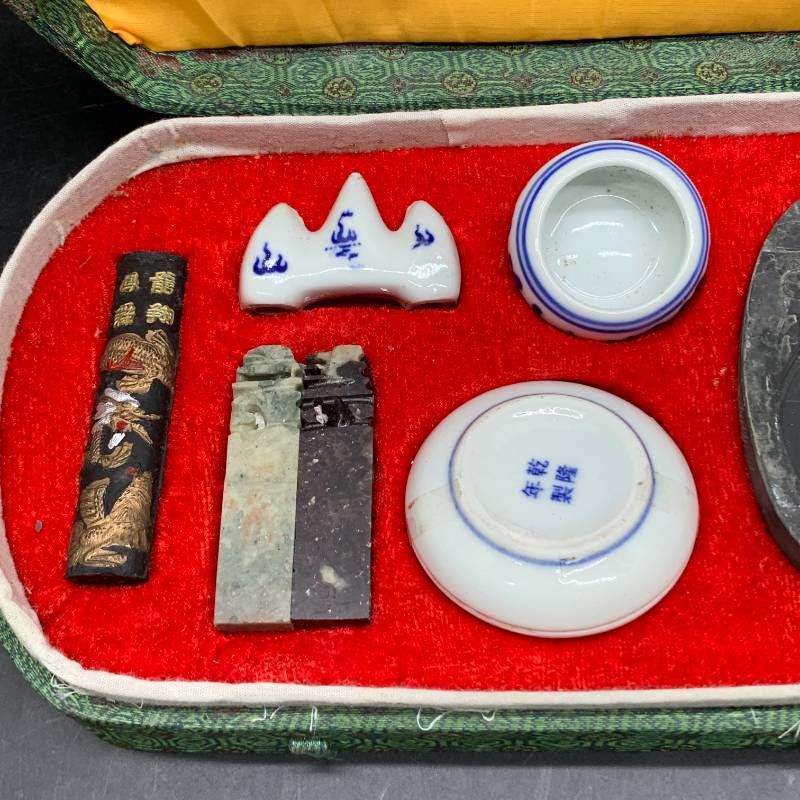 T365文房四寶 書道用具セット 硯・筆・墨・水滴 朱肉 筆置き 印台 正