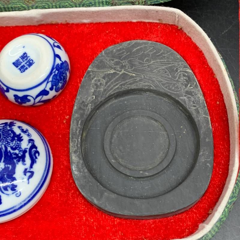 T365文房四寶 書道用具セット 硯・筆・墨・水滴 朱肉 筆置き 印台 正