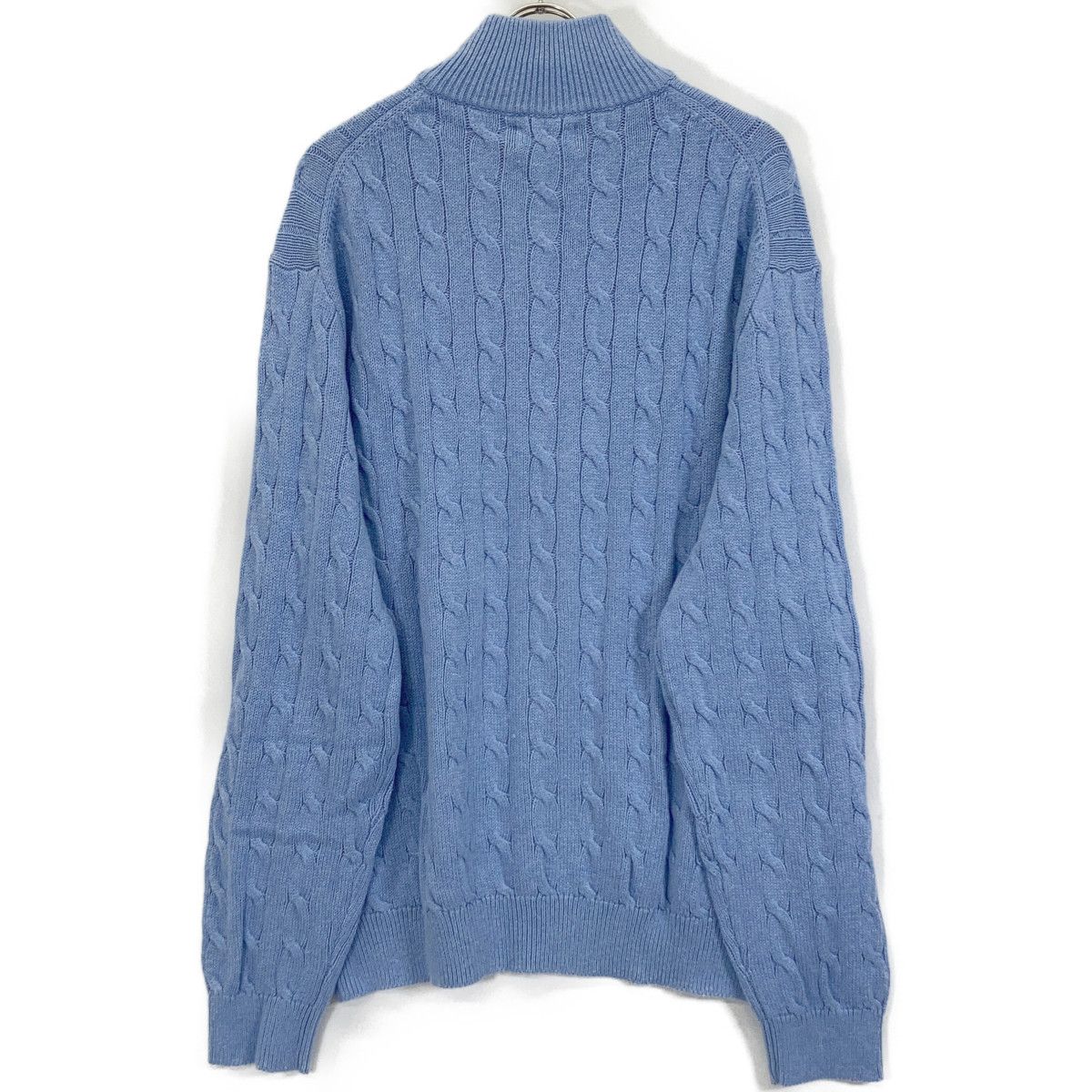 POLO RALPH LAUREN ポロ ラルフローレン ﾗｲﾄﾌﾞﾙｰ ﾊｰﾌｼﾞｯﾌﾟ ｹｰﾌﾞﾙﾆｯﾄ