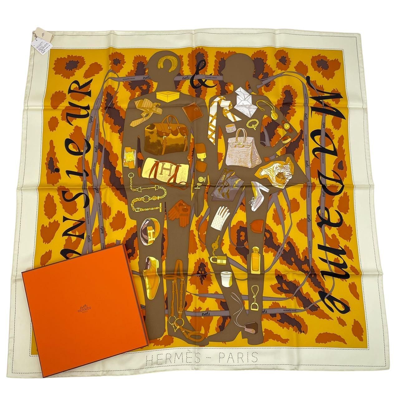 未使用品 HERMES エルメス スカーフ カレ90 シルク MONSIEUR ET MADAME 