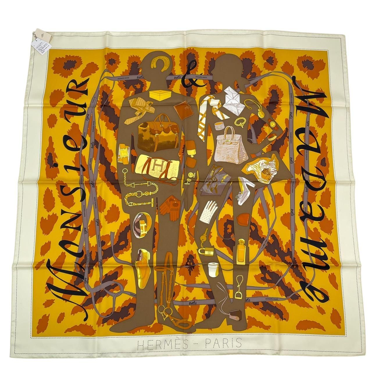 未使用品 HERMES エルメス スカーフ カレ90 シルク MONSIEUR ET MADAME