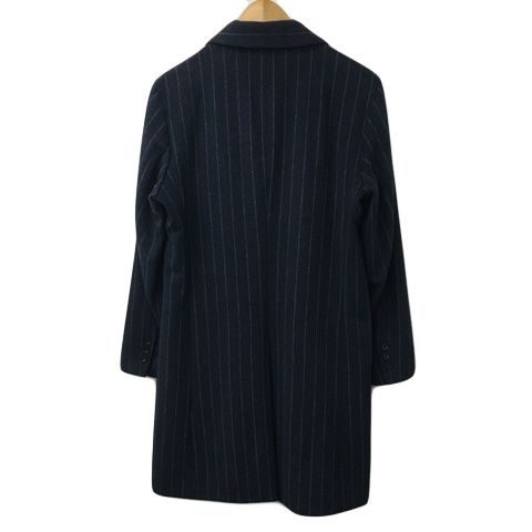 MEN’S TENORAS ロングコート 高級 ブルーフォックス混 ストライプ ティノラス MEN'S TENORAS コート ロング ショールカラー シングル