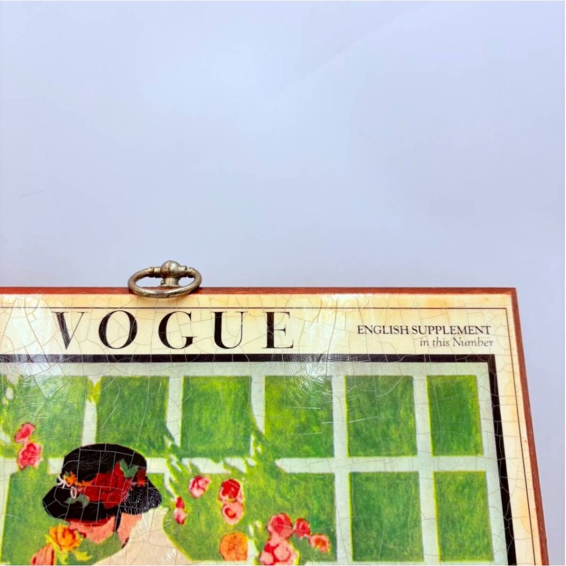VOGUE 1913年5月15日号デザイン ウォールデコ 木製パネル 現状品 アンティーク調 インテリア