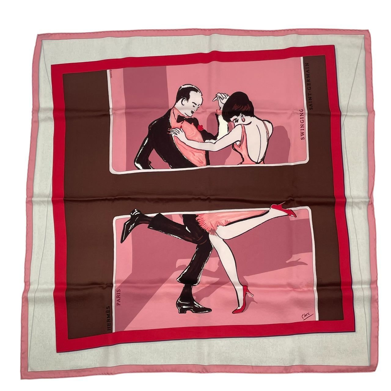 極美品 お洒落 エルメス シルクスカーフカレ70 スウィンギングサンジェルマン 極美品 HERMES エルメス スカーフ シルク100% SWINGING SAINT-GERMAIN