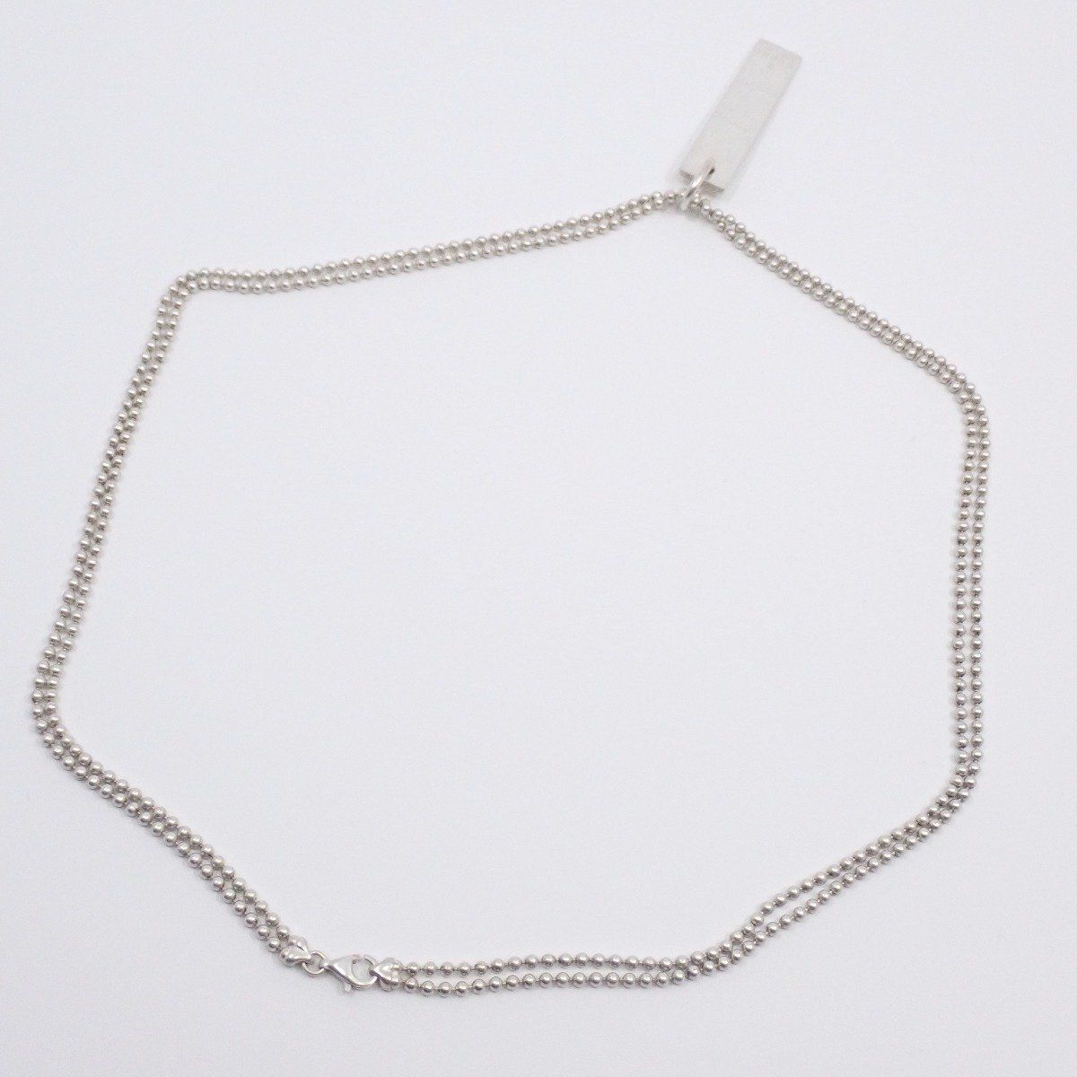 GUCCI グッチ プレートトップ 2連 ボールチェーン ネックレス シルバー